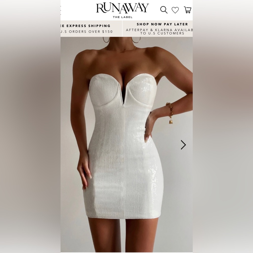 Runaway The Label: Nikki Mini White Sequin Dress XXL
